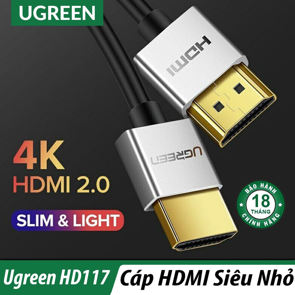 Cáp HDMI 2.0 siêu mỏng dài 0,5M hỗ trợ 4K, 3D  Ugreen 30475 cao cấp