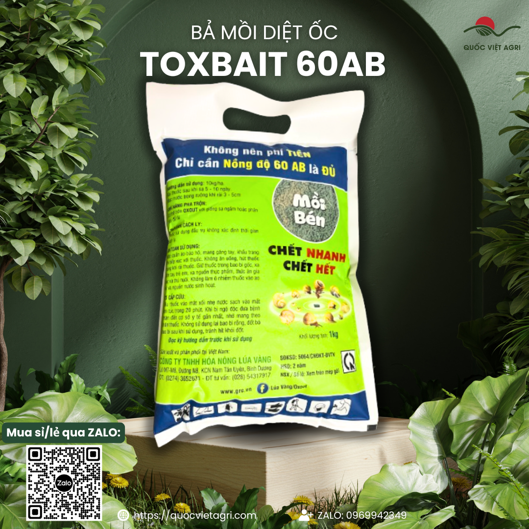 Bả diệt ốc sên TOXBAIT 60AB dạng hạt (gói 1KG) - Metaldehyde 60g/kg Siêu diệt ốc
