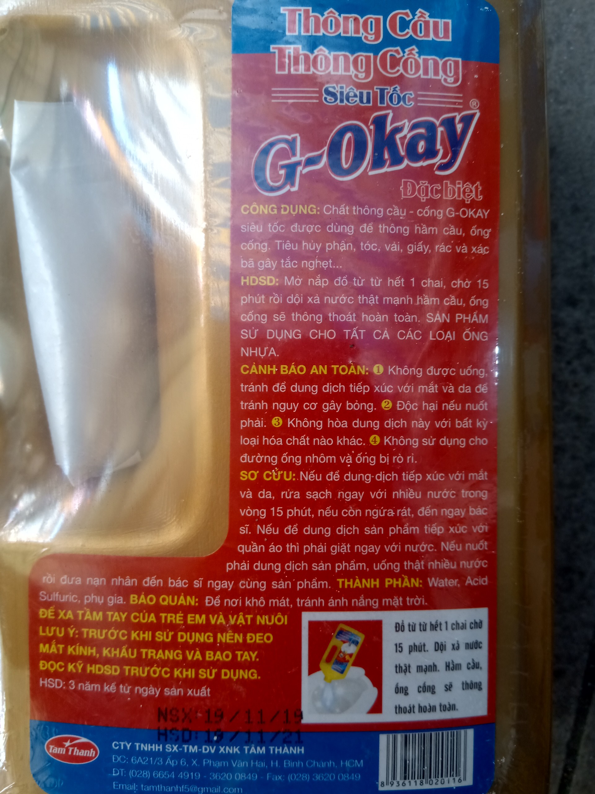 [HCM]Dung dịch thông cầu thông cống G-Okay. 900ml.