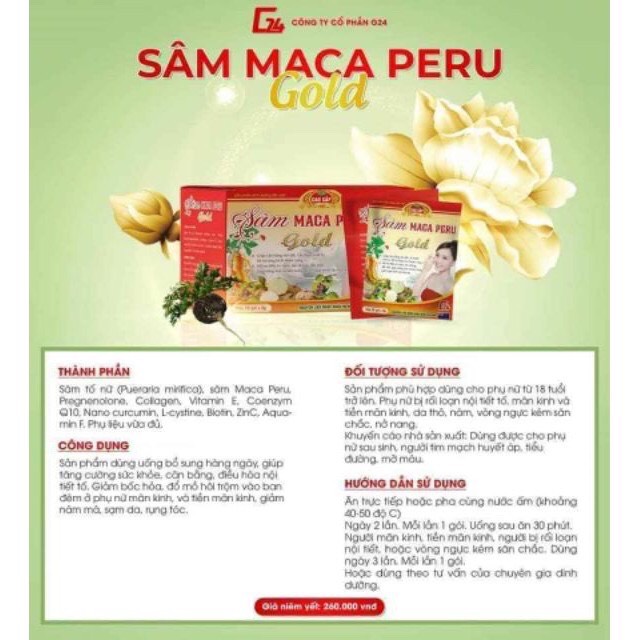 combo 5 hộp SÂM MACA PERU GOLD - HỘP 20 GÓI