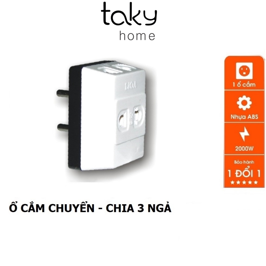Ổ Cắm Điện Chia 3 Ngả - Chia Từ 1 Ổ Cắm Ra 3 Ổ Cắm, Thiết Kế Nhỏ Gọn Và Cắm Không Mất Diện Tích - TakyHome 8612