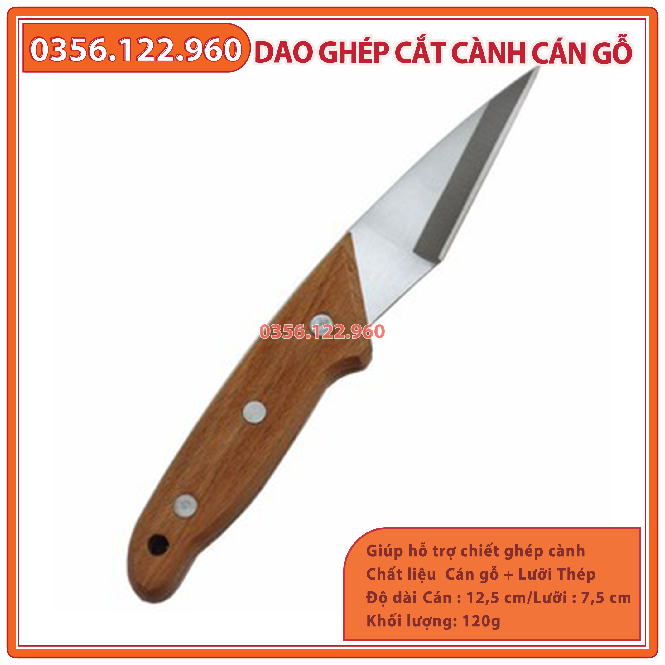 Dao ghép cành cán gỗ, Dao chiết cành, Dao ghép cành cán gỗ thép tốt