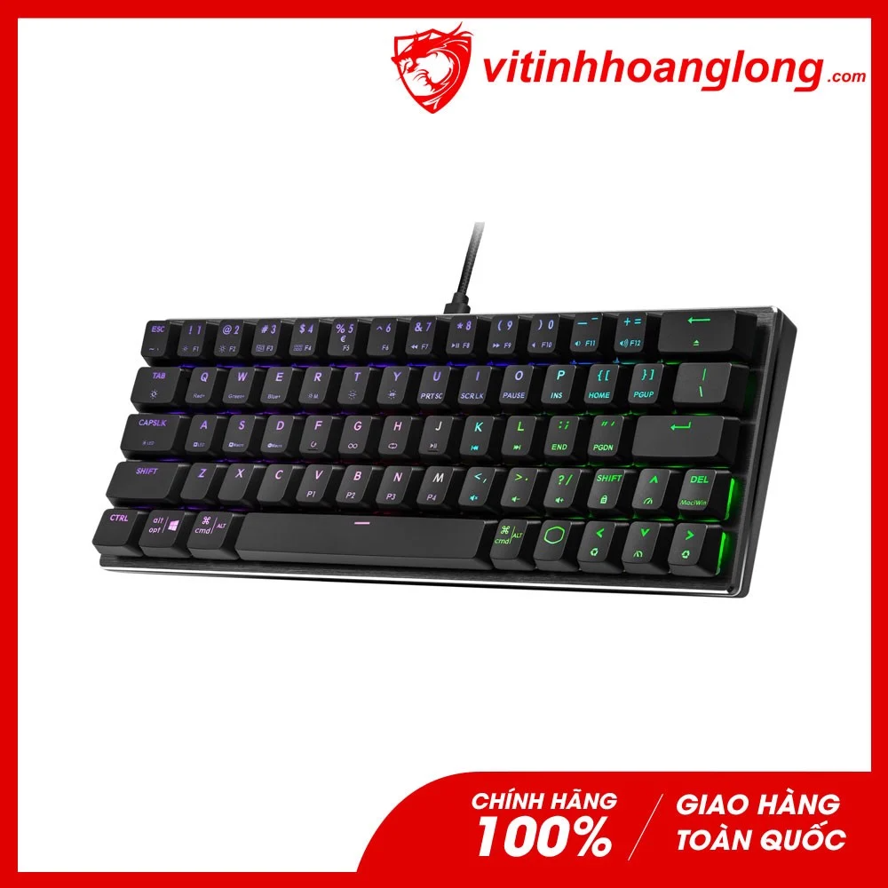 Bàn Phím Cơ Cooler Master SK620 Space Gray Low Profile Red Switch RGB TKL (Đen)