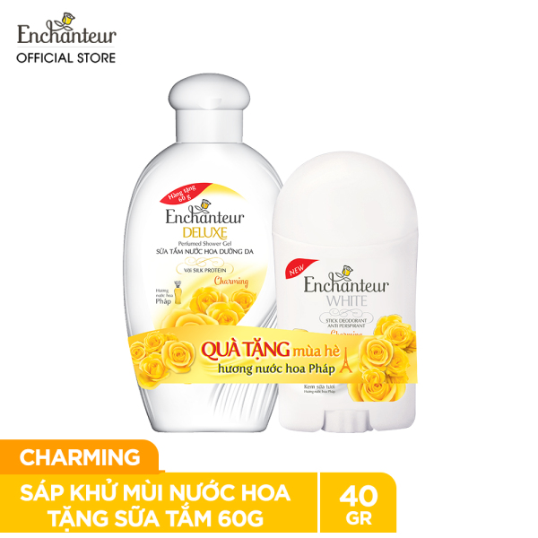 [Tặng Sữa tắm Charming 60g] Sáp khử mùi Enchanteur Charming 40g - SMP 2021 cao cấp