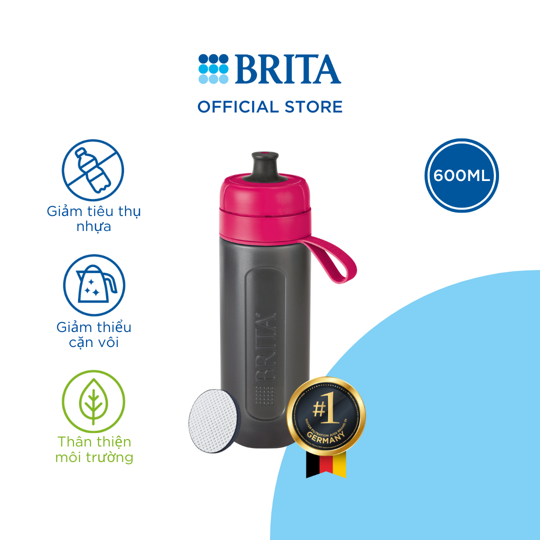 Bình lọc nước BRITA Active Pink 600ml có sẵn 1 đĩa lọc Microdisc - Thương