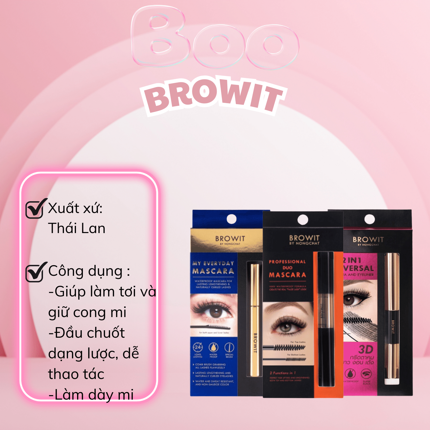 Mascara Browit By Nongchat Cong Dài Mi