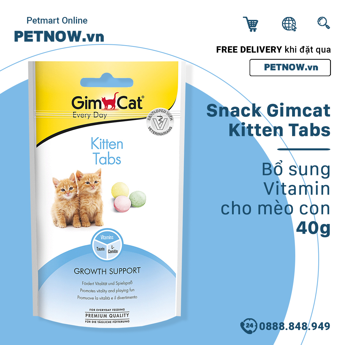 [HCM]Snack Gimcat Kitten Tabs 40g - Bổ sung Vitamin cho mèo con petnow