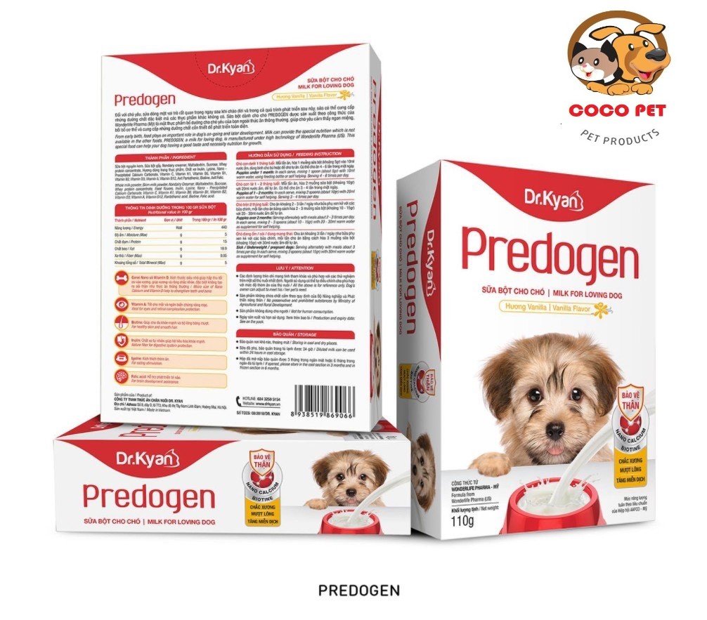 Sữa bột dinh dưỡng dr.kyan predogen cao cấp cho chó hương vanilla 110g