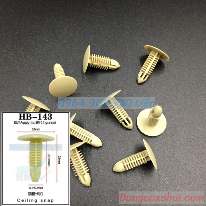 Bộ 20 đinh tán, chốt vít nở vit Nhựa Loại 1 cho xe hơi ô tô hyundai Nhựa Nylon Polyme AHB143