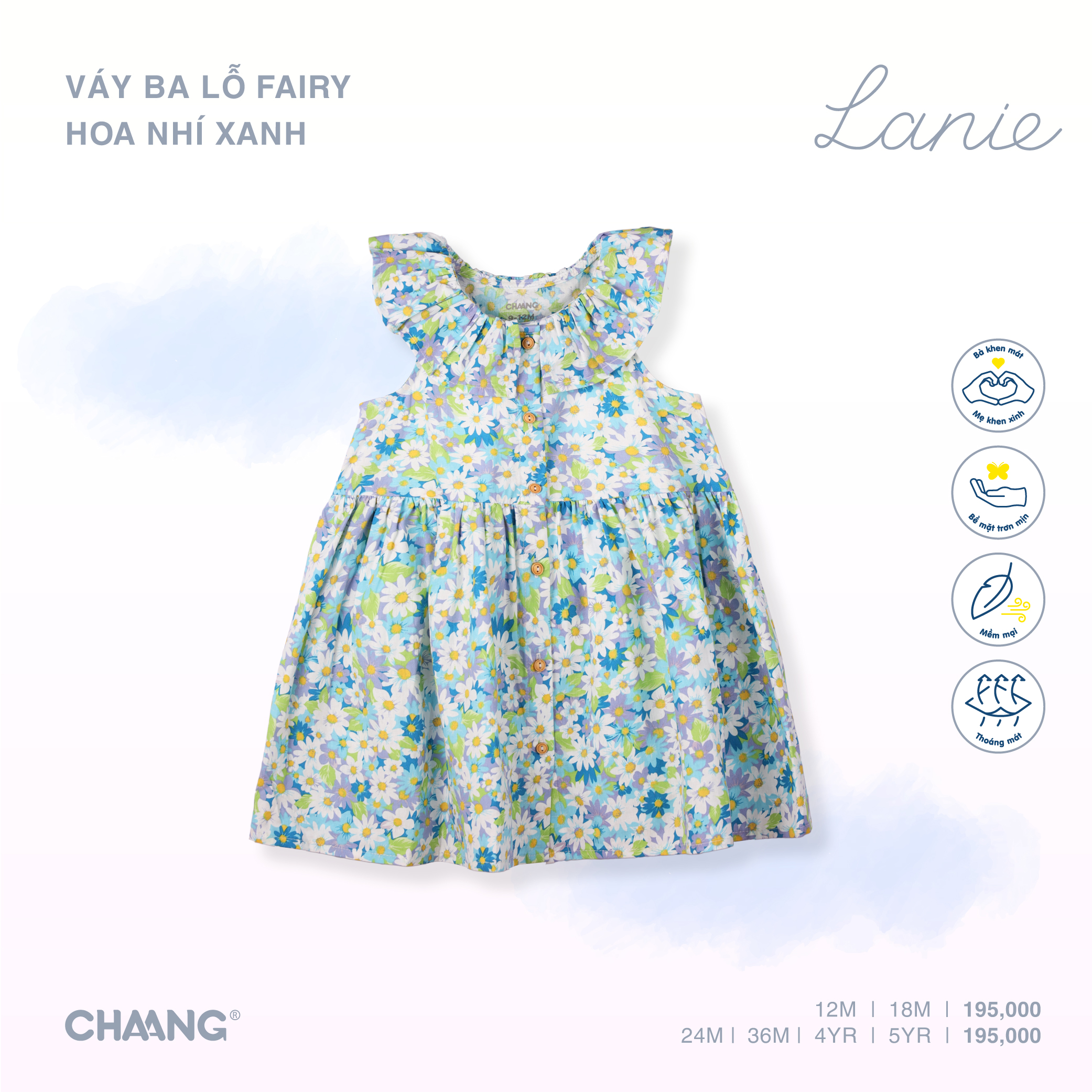Váy ba lỗ bé gái Fairy Chaang