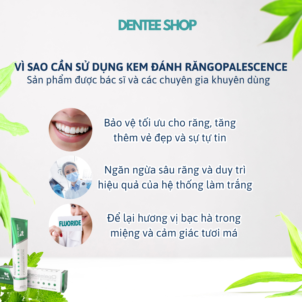 Kem đánh răng Opalescence Whitening Cool Mint cao cấp, làm trắng răng