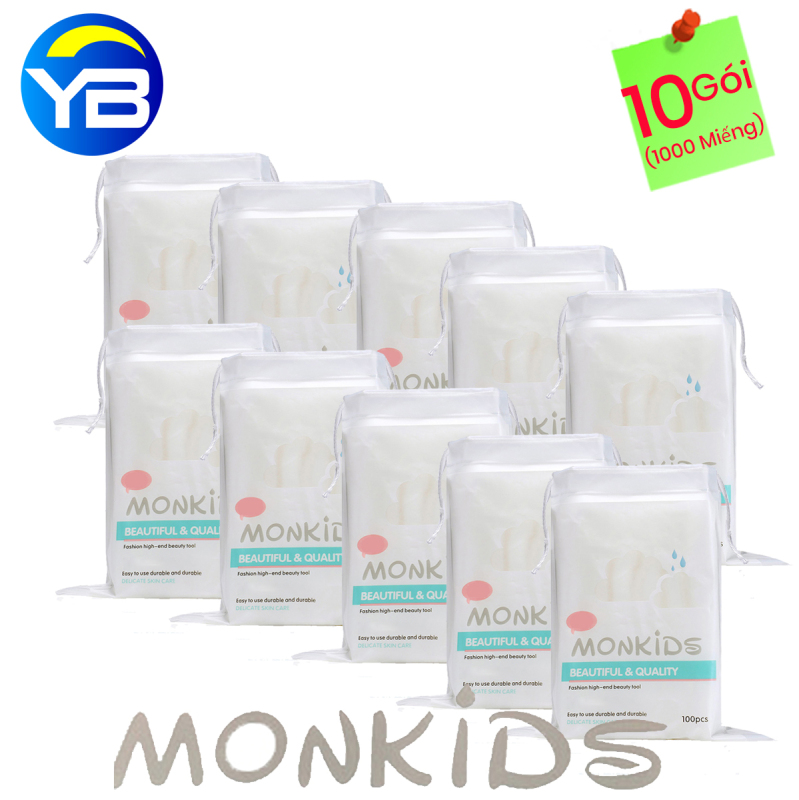 Combo 10 Gói Bông Tẩy Trang Monkids 100% cotton nhập khẩu