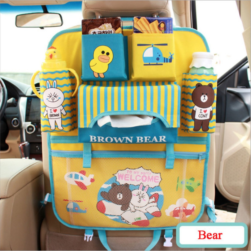 Túi treo đồ nhiều ngăn móc sau ghế ô tô xe hơi kiểu mẫu hoạt hình dễ thương cho trẻ em