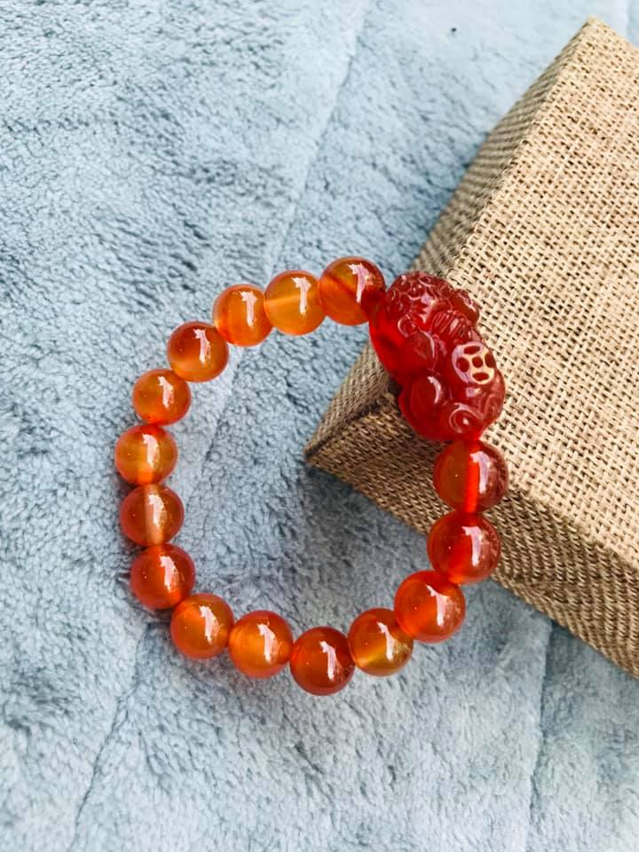 VÒNG TAY TỲ HƯU ĐÁ MÃ NÃO ĐỎ 10LY