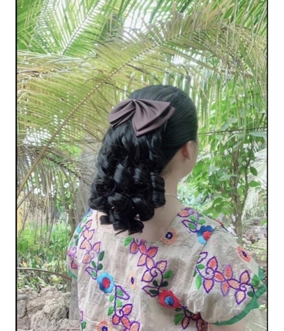 [ hàng hót ] tóc giả nữ cài nơ xoăn lọn, tóc giả cho người trung niên, tóc giả xoăn