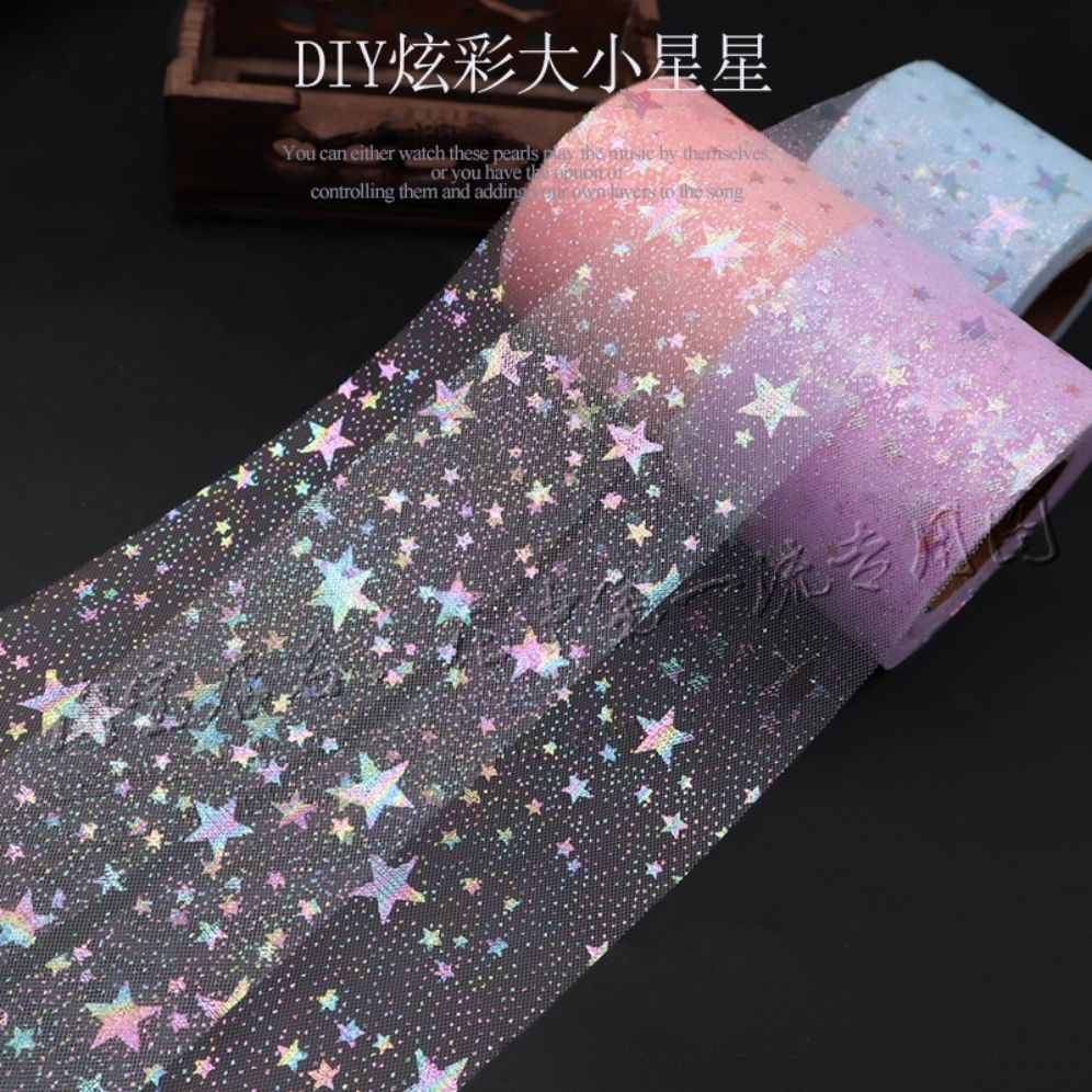 set 3m ruy băng lưới nhũ sao