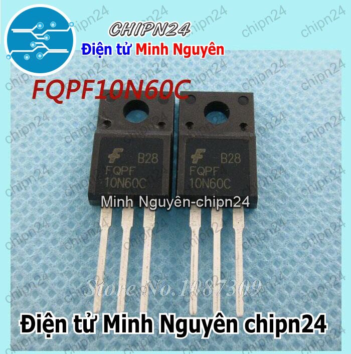 [2 con] (KT1) Mosfet 10N60 TO-220F 10A 600V Kênh N (FQPF 10N60C FQPF10N60C) - HH001399