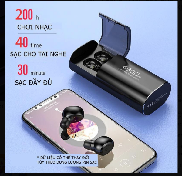 - Tai nghe Bluetooth 5.0 TWS S11 - Chống nước IPX5 - Nghe trong 200 giờ - Micrô tích hợp - Kết nối tự động - Khử tiếng ồn CVC 8.0 - DC3952