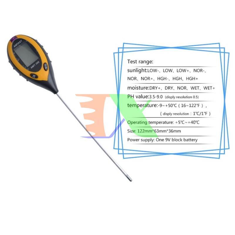 PH meter electronic, instrument pH meter soil 4 in 1, pH test strips, độ ẩm, light, temperature