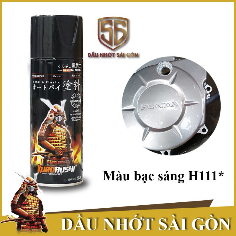 Sơn xịt Samurai màu Bạc Sáng - H111 (cần sử dụng với nền màu bạc 124 để màu lên được chuẩn và đẹp)