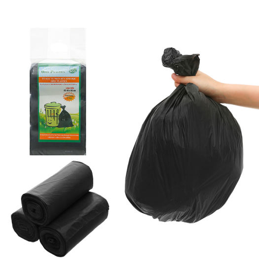 Túi đựng rác cuộn đen sinh học tự phân hủy Ecogreen (3 cuộn/ túi)