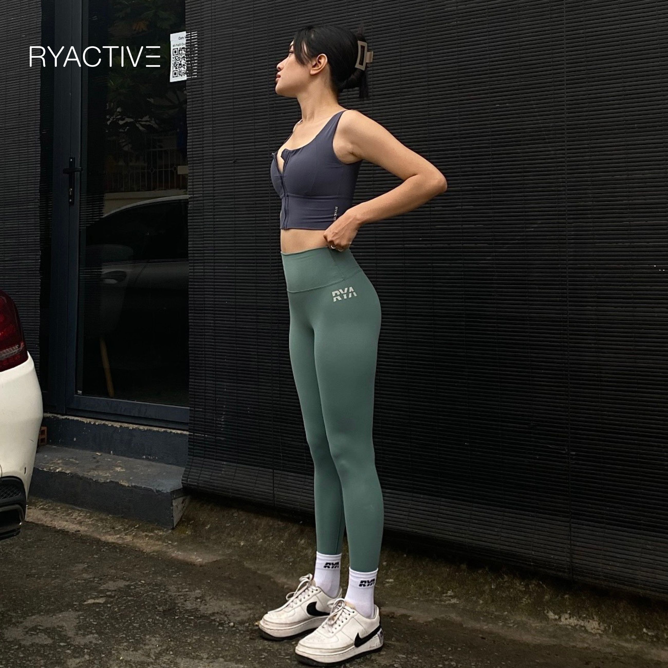 Quần legging thể thao dáng dài RYACTIVE - RYA Legging Blue Grass
