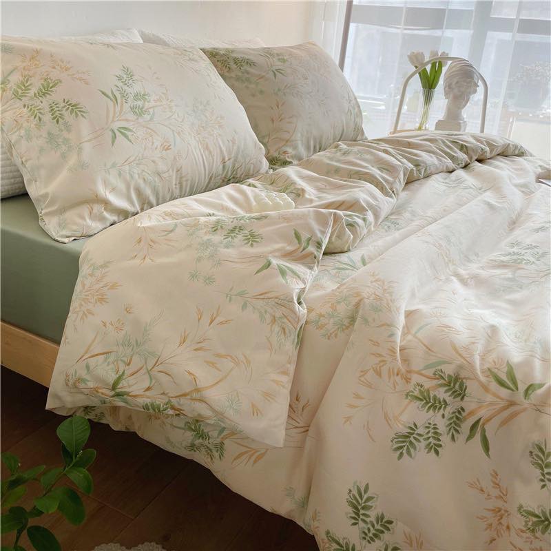 Bộ vỏ chăn ga gối Cotton Living 100% Nhànhím_Bedding đủ size giường nệm
