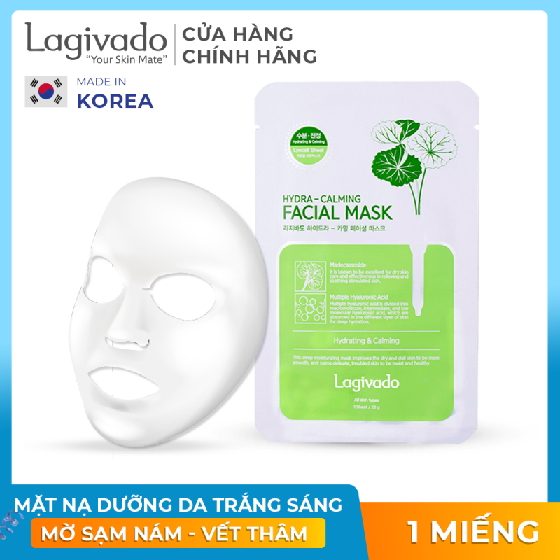 [ MUA 10 TẶNG 1] Mặt nạ dưỡng ẩm, trắng sáng da Hàn Quốc chính hãng Lagivado đắp mặt thư giãn, làm dịu da, cho làn da căng bóng và mềm mịn Hydra Calming Facial Mask dạng giấy