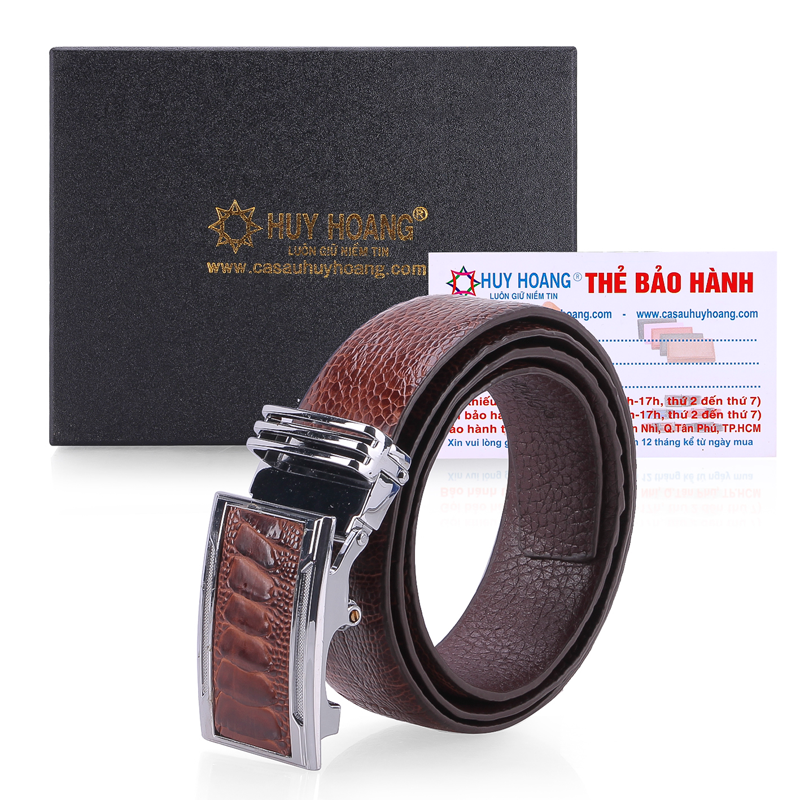 Brown assorted ostrich leather men's belt