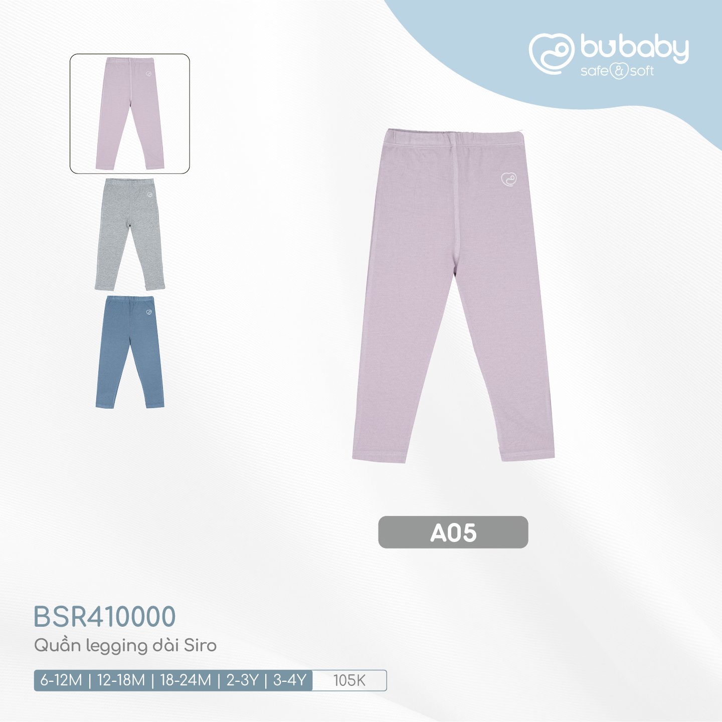 Quần legging dài co dãn giữ nhiệt cho bé gái, bé trai - bu baby bsr410000
