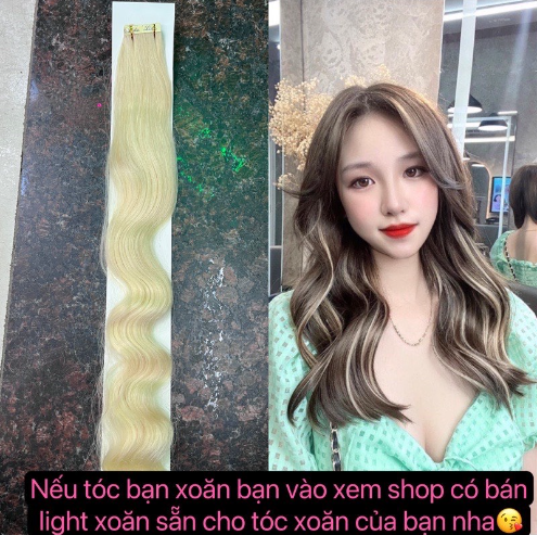 Tóc line dán làn từ sợi protein, Tóc giả đẹp tóc kẹp dài thẳng light 65cm