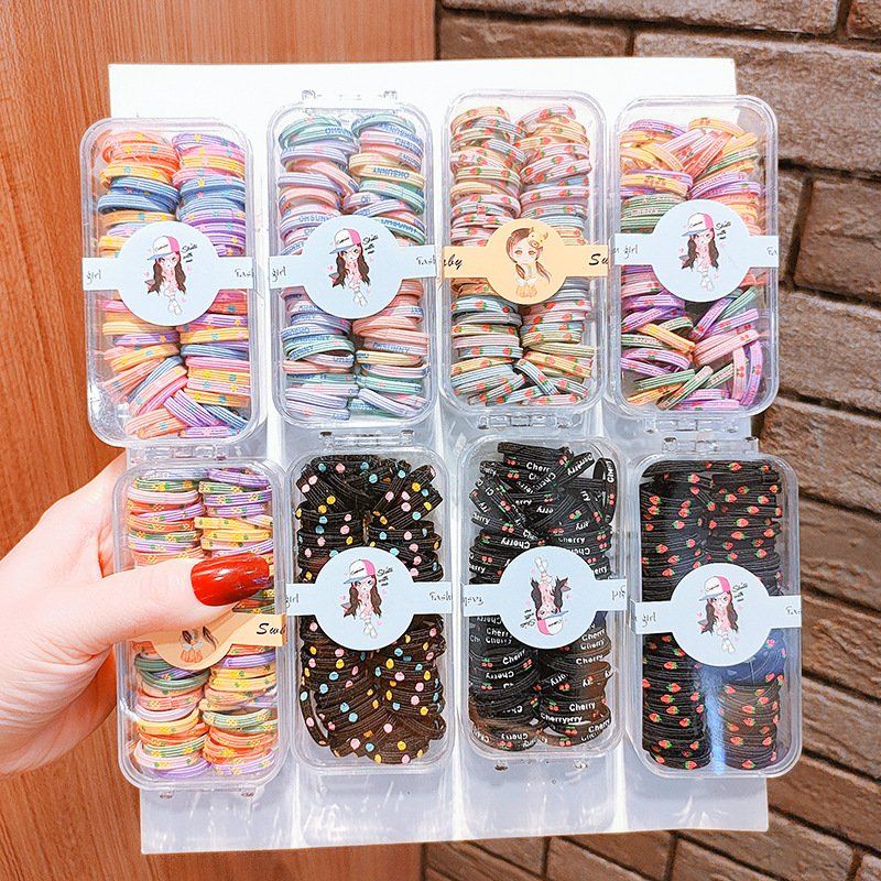 SET 60 DÂY CỘT TÓC CAO SU NHIỀU MÀU ĐÀN HỒI CAO CHO BÉ - THUN CÔT TÓC