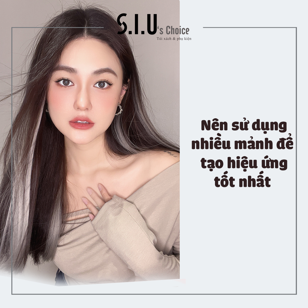 LINE DÁN Tóc giả highlight dán từ sợi protein giống tóc thật dài 65cm siuschoice