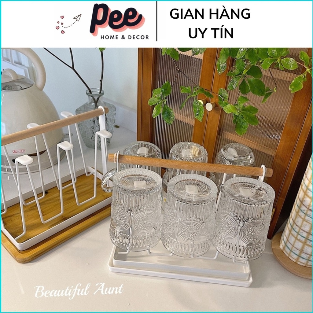 flash sale Bộ ly thủy tinh decor hình hoa hướng dương sang trọng ...