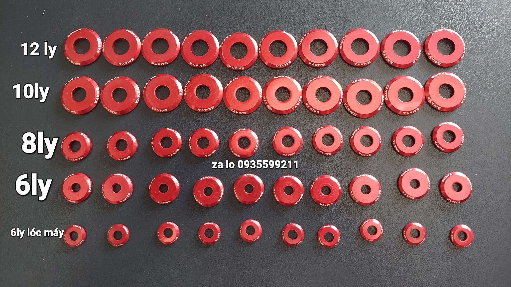 Lông đền nhôm cnc salaya dàn áo, lóc máy, pas heo treo pô