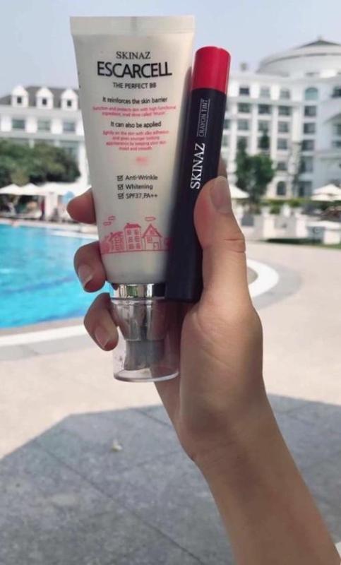 Bộ đôi trang điểm 3phút cho nàng công sở bận rộn : Kem nền ốc sên BB Cream SPF37,PA++ và son môi cao cấp SKINAZ Hàn Quốc