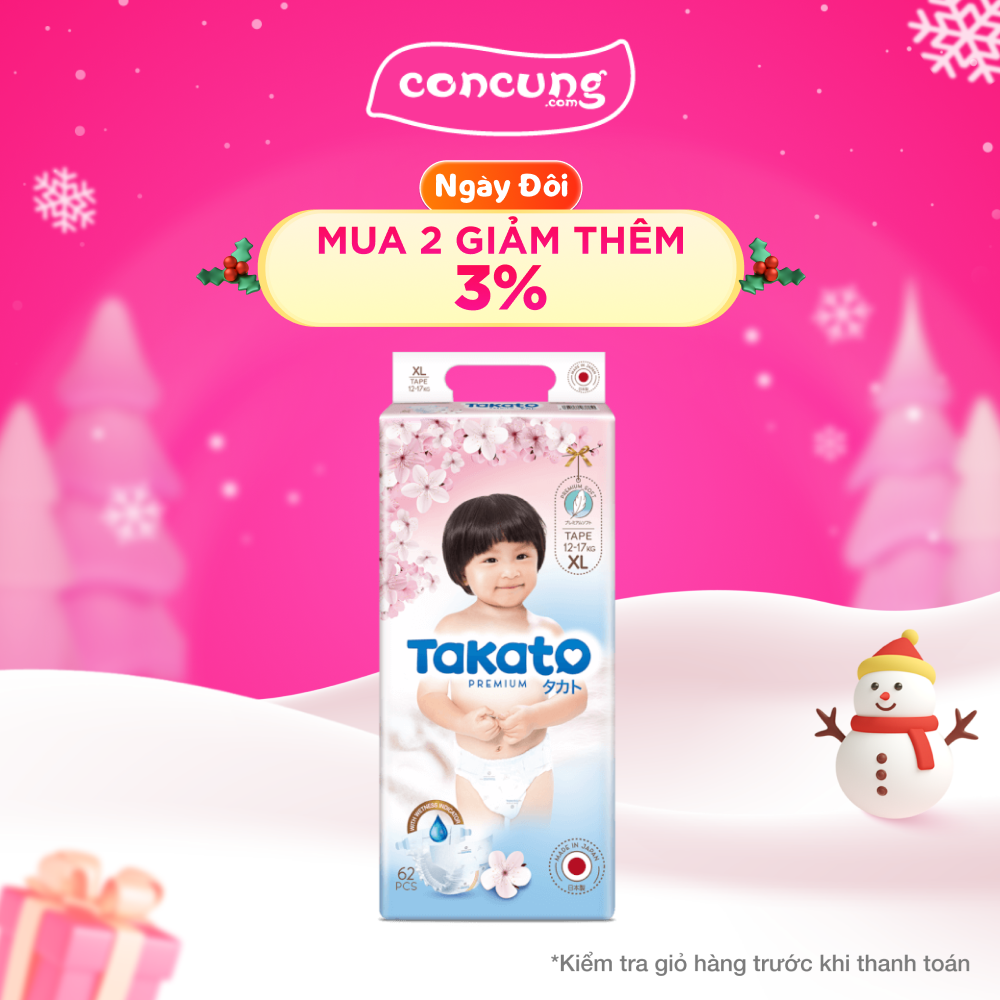 Tã dán Nhật Bản Takato siêu mềm mại (XL, 62 miếng)