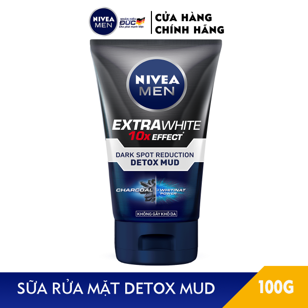 Sữa Rửa Mặt NIVEA MEN Detox Mud Bùn Khoáng Giúp Sáng Da & Mờ Thâm Mụn (100G) - 81775 nhập khẩu