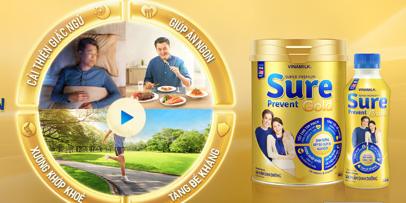 Vinamilk Sure Prevent Gold Powdered Milk Can 900g