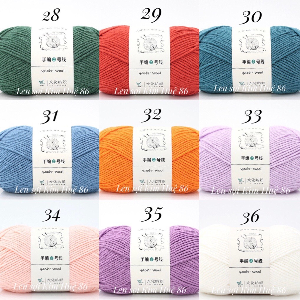 Len Yaoh Wool sợi to 3mm cuộn 100g