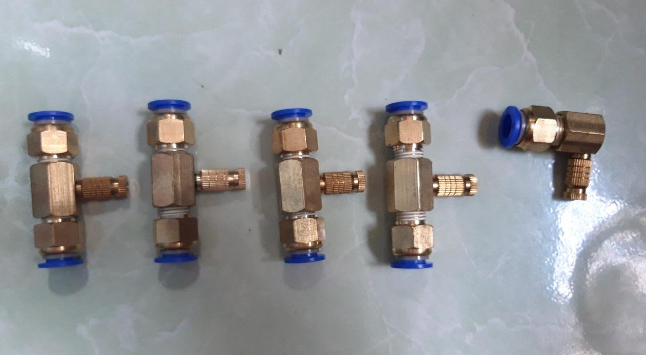 Set 5 đế đồng GẮN ỐNG 10 mm + 5 béc phun sương (béc phun từ số 1-8)