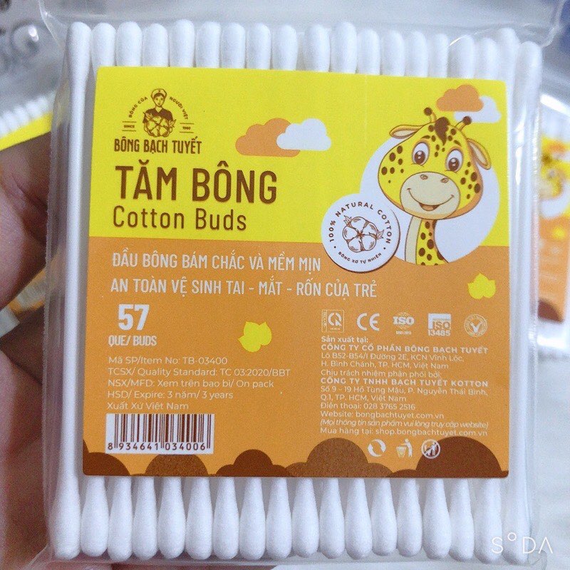 Tăm bông trẻ em Bông Bạch Tuyết (57 que/ gói)