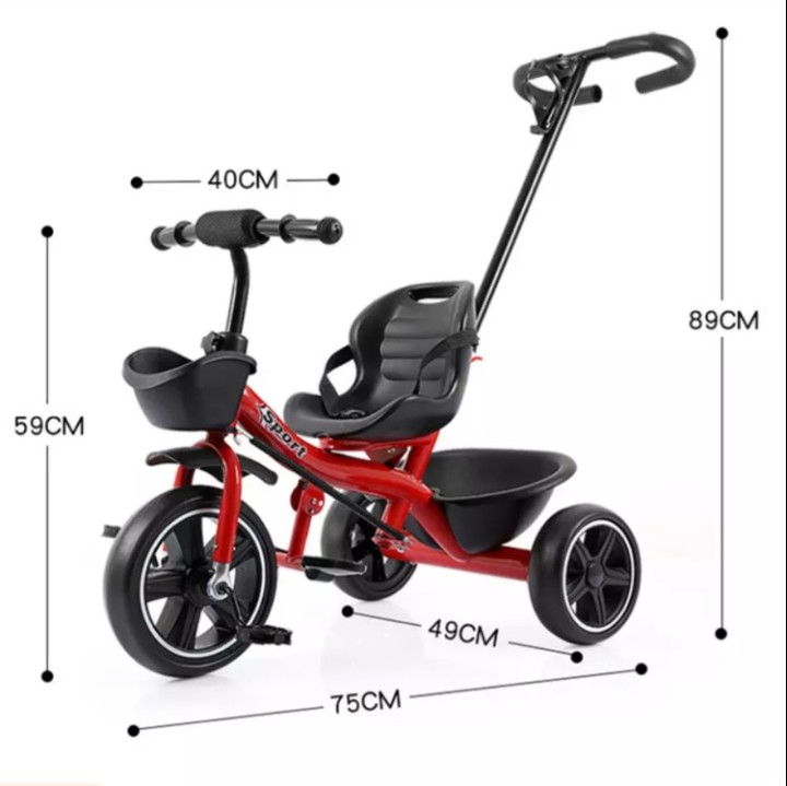 Xe đạp ba bánh có tay đẩy,giỏ JT.516