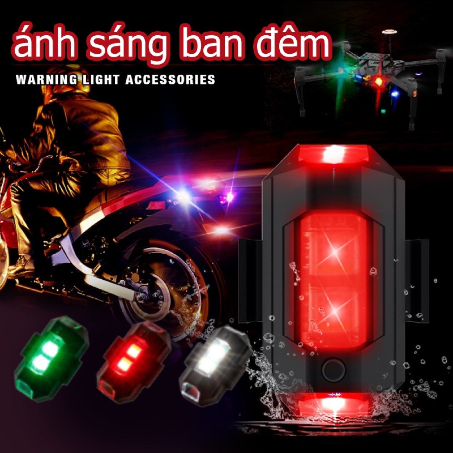 Đèn LED nhấp nháy gắn đuôi xe máy cảnh báo