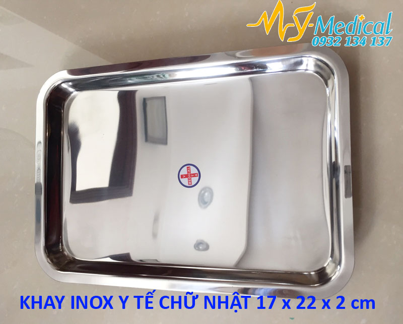 Khay inox chữ nhật 17x22x2 cm