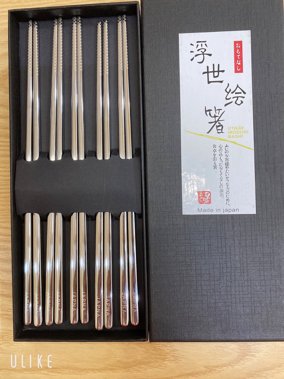 Hộp 5 đôi đũa inox 304 đặc ruột cao cấp