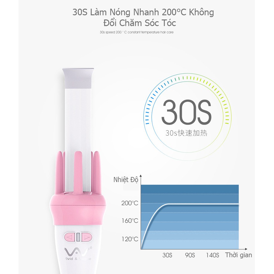 Máy uốn tóc xoăn xoay tự động 360 độ