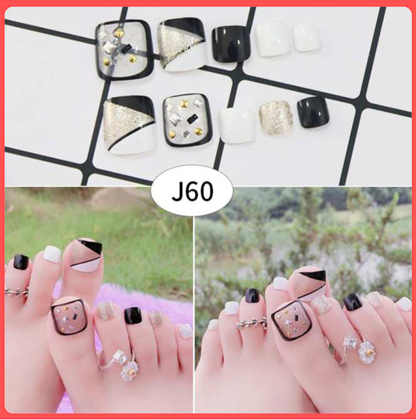 Bộ 24 Móng chân giả , nail giả , móng giả C9 (kèm keo dán)