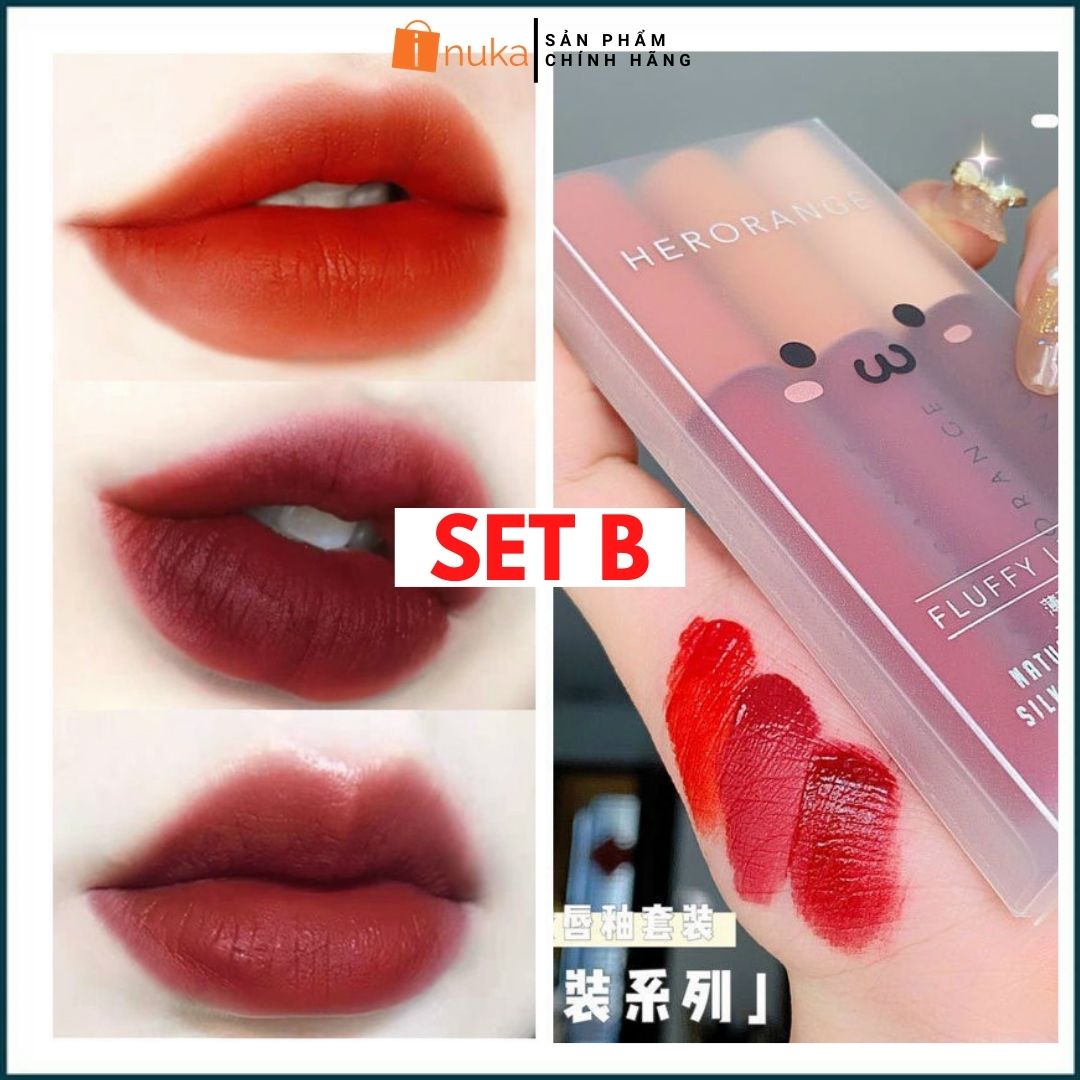 [Phiên bản 2021] son herorange set son 3 cây lâu trôi có dưỡng chính hãng Inuka son nội địa trung lên màu chuẩn mỹ phẩm nội địa trung có thể thay thế son blackrouge son 3ce son kem lì không gây khô thâm môi inuka.store.