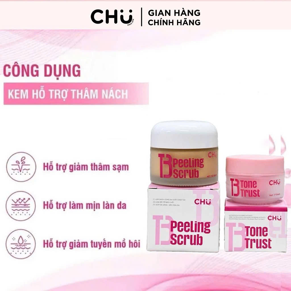 Combo Tonetrust kem nách 30g giảm thâm dưỡng trắng và tẩy tế bào chết 40g DC176